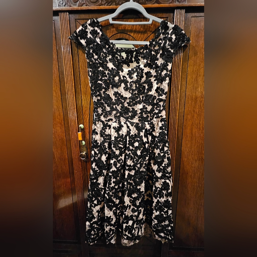 Yoana Baraschi Sheer Jardim Floral Lace Dress Black Sz 2
